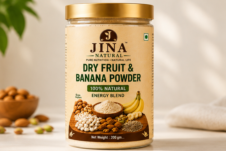 Natural Dry Fruit & Banana Powder In ELAICHI Flavor.