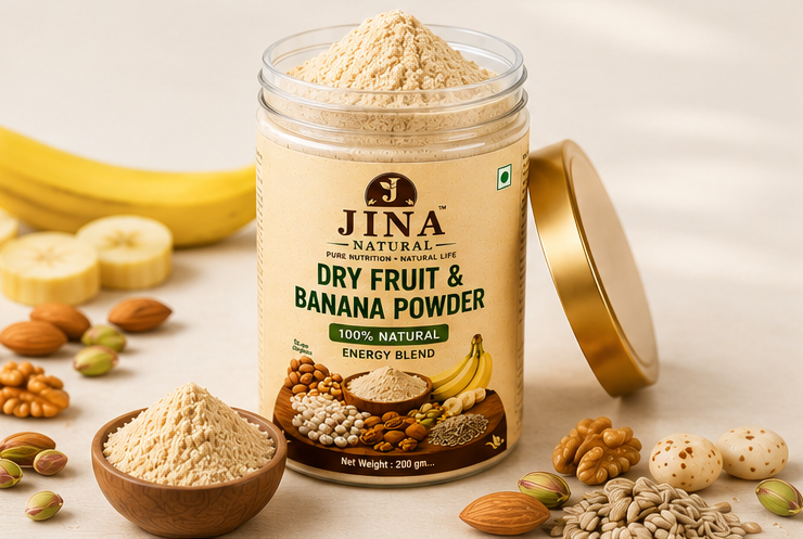 Natural Dry Fruit & Banana Powder In ELAICHI Flavor.